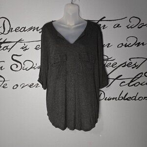 FAITH & JOY Charcoal Top Simple Business Casual Workwear, 1X